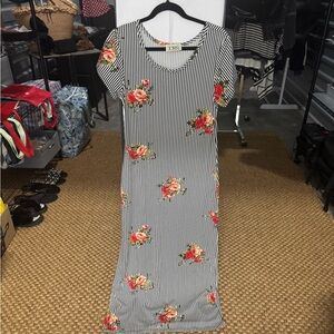 YMC Gray and Orange Flutter Sleeve Sheath Dress